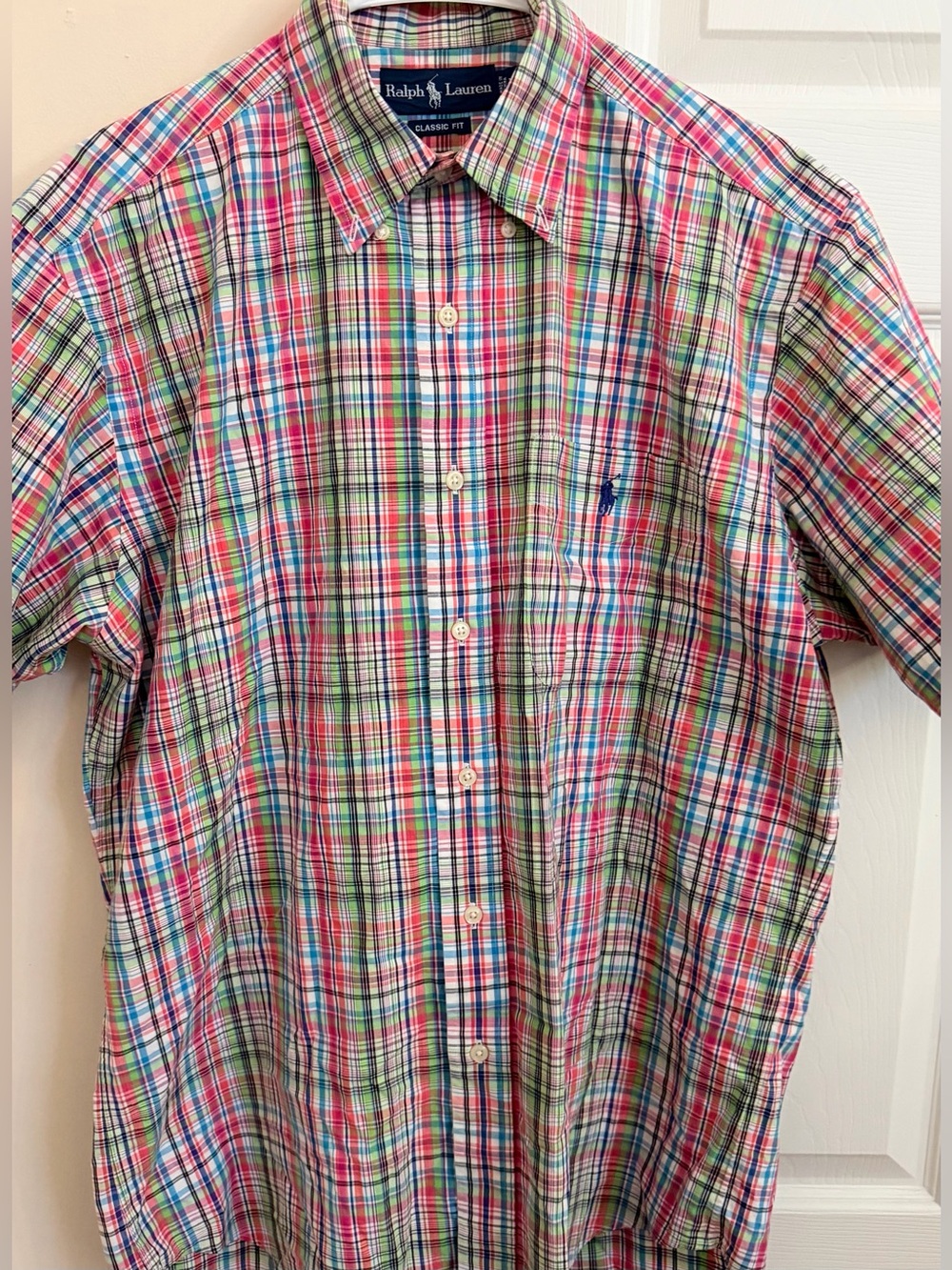 Ralph Lauren Classic Fit Multicolor Plaid Button-Down Shirt Men’s Short Sleeve M